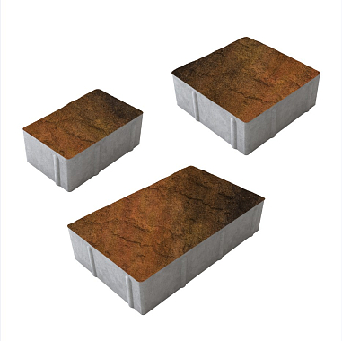 Тротуарная плитка рельефная СТАРЫЙ ГОРОД - Листопад гладкий Саванна, комплект из 3 видов плит