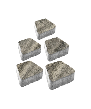 Тротуарная плитка АНТИК - Листопад гладкий Антрацит, комплект из 5 видов плит