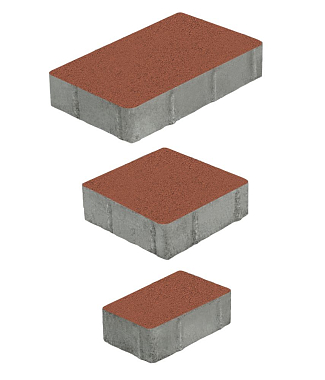 Тротуарная плитка СТАРЫЙ ГОРОД - Стандарт Красный, комплект из 3 видов плит