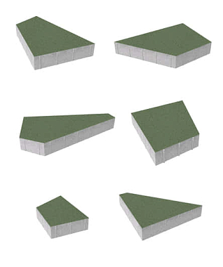 Тротуарная плитка ОРИГАМИ - Стандарт Зелёный, комплект из 6 видов плит