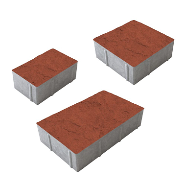 Тротуарная плитка рельефная СТАРЫЙ ГОРОД - Стандарт Красный, комплект из 3 видов плит
