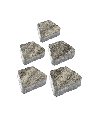 Тротуарная плитка АНТИК - Листопад гладкий Антрацит, комплект из 5 видов плит