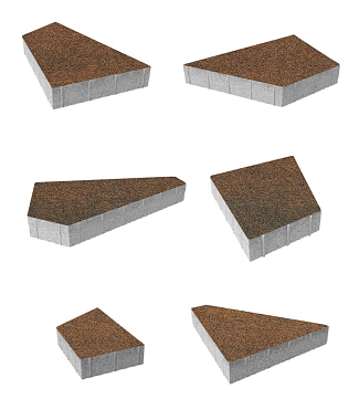Тротуарная плитка ОРИГАМИ - Листопад гранит Мустанг, комплект из 6 видов плит