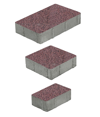 Тротуарная плитка СТАРЫЙ ГОРОД - Гранит Красный с чёрным, комплект из 3 видов плит