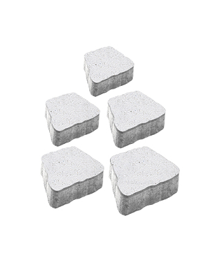 Тротуарная плитка АНТИК - Стоунмикс Белый, комплект из 5 видов плит