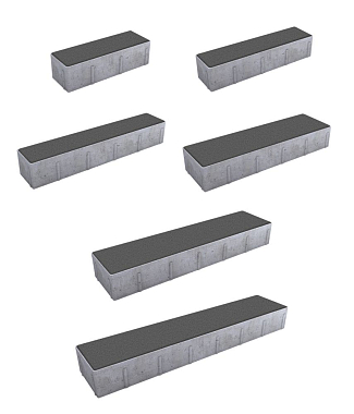Тротуарная плитка ПАРКЕТ - Стандарт Серый, комплект из 6 видов плит