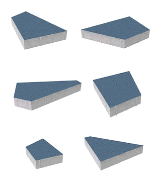Тротуарная плитка ОРИГАМИ - Стандарт Синий, комплект из 6 видов плит