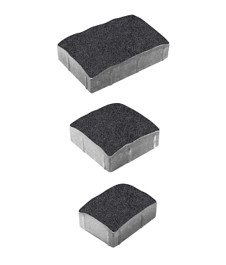 Тротуарная плитка УРИКО - Стоунмикс Черный, комплект из 3 видов плит