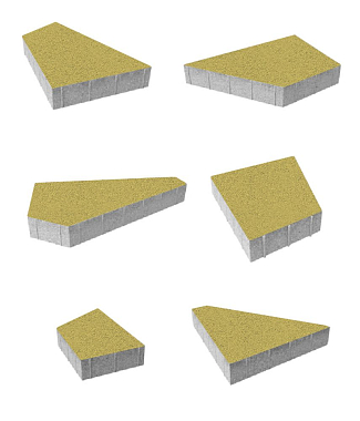 Тротуарная плитка ОРИГАМИ - Стандарт Желтый, комплект из 6 видов плит