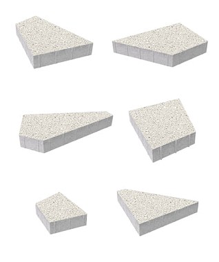 Тротуарная плитка ОРИГАМИ - Гранит Белый, комплект из 6 видов плит