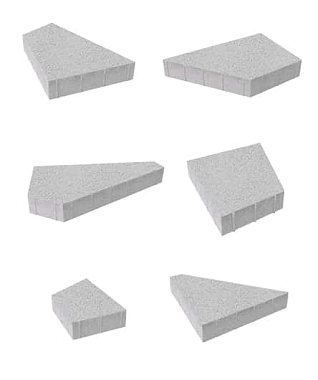 Тротуарная плитка ОРИГАМИ - Стандарт Белый, комплект из 6 видов плит