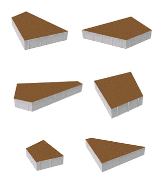 Тротуарная плитка ОРИГАМИ - Стандарт Оранжевый, комплект из 6 видов плит