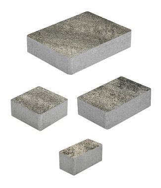 Тротуарная плитка МЮНХЕН - Листопад гладкий Антрацит, комплект из 4 видов плит