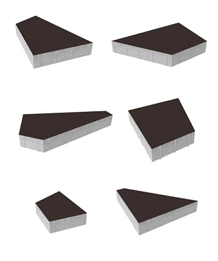 Тротуарная плитка ОРИГАМИ - Стандарт Коричневый, комплект из 6 видов плит