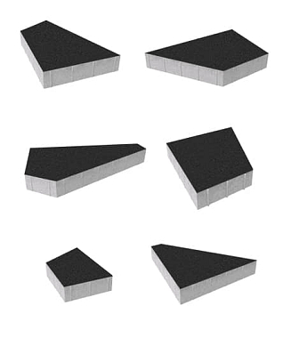 Тротуарная плитка ОРИГАМИ - Стандарт Чёрный, комплект из 6 видов плит