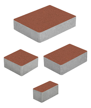 Тротуарная плитка МЮНХЕН - Стандарт Красный, комплект из 4 видов плит