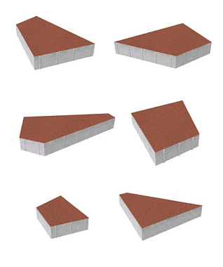 Тротуарная плитка ОРИГАМИ - Стандарт Красный, комплект из 6 видов плит