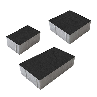 Тротуарная плитка рельефная СТАРЫЙ ГОРОД - Гранит Серый, комплект из 3 видов плит
