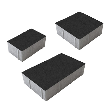 Тротуарная плитка рельефная СТАРЫЙ ГОРОД - Гранит Черный, комплект из 3 видов плит