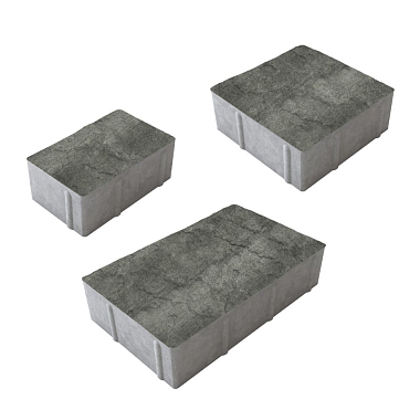 Тротуарная плитка рельефная СТАРЫЙ ГОРОД - Искусственный камень Шунгит, комплект из 3 видов плит