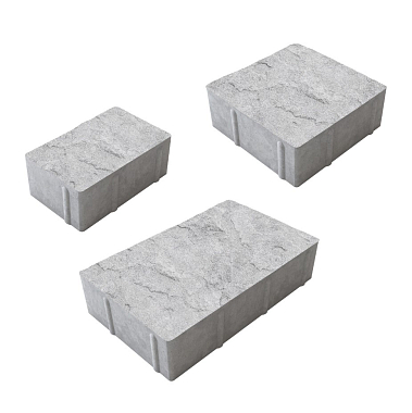 Тротуарная плитка рельефная СТАРЫЙ ГОРОД - Гранит Белый, комплект из 3 видов плит