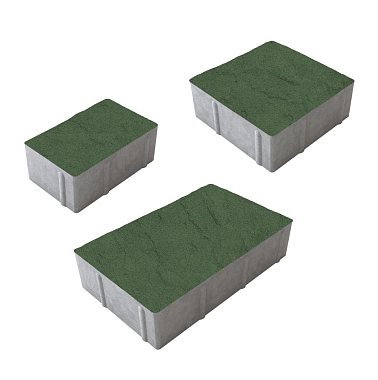 Тротуарная плитка рельефная СТАРЫЙ ГОРОД - Гранит Зеленый, комплект из 3 видов плит