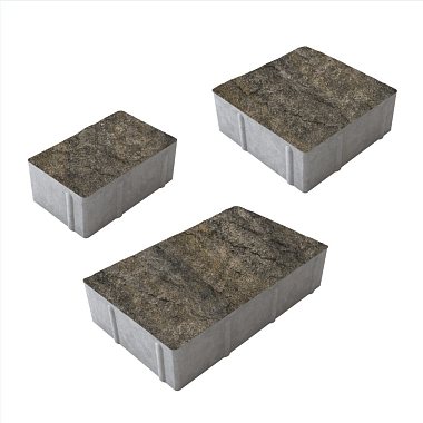 Тротуарная плитка рельефная СТАРЫЙ ГОРОД - Искусственный камень Базальт, комплект из 3 видов плит