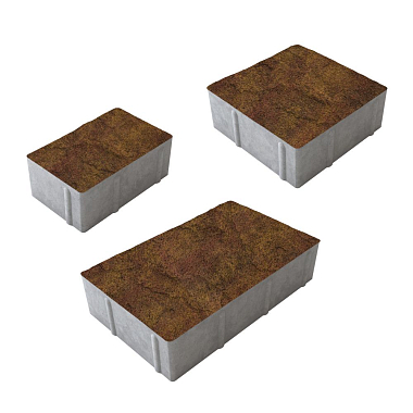 Тротуарная плитка рельефная СТАРЫЙ ГОРОД - Листопад гранит Осень, комплект из 3 видов плит