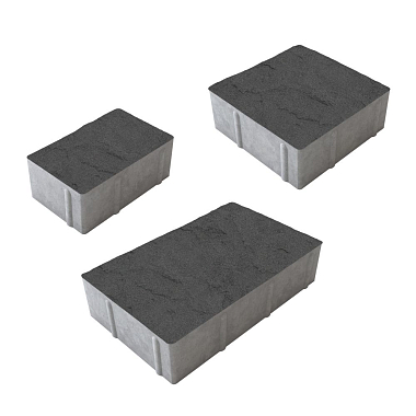 Тротуарная плитка рельефная СТАРЫЙ ГОРОД - Стандарт Серый, комплект из 3 видов плит